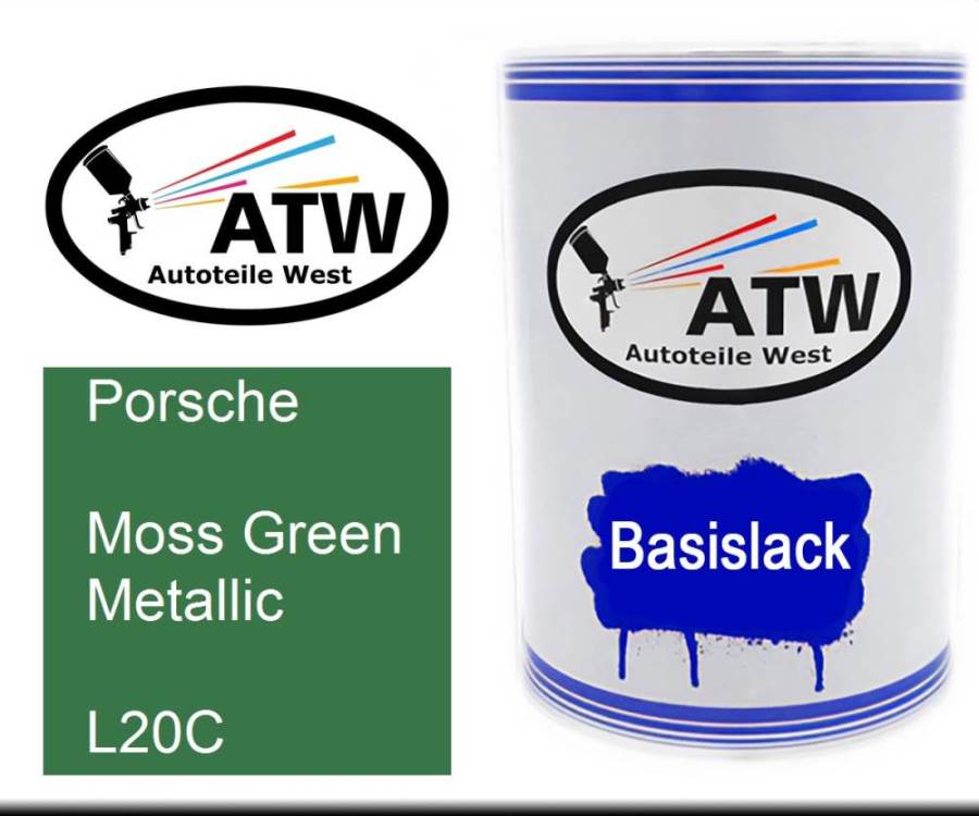 Porsche, Moss Green Metallic, L20C: 500ml Lackdose, von ATW Autoteile West.